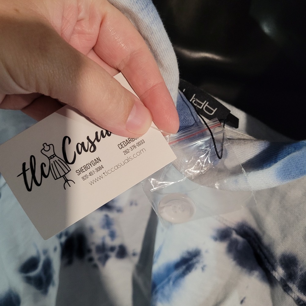 APNY Cropped Tie-Dye Jacket Sz XL White/Indigo 100% Cotton Hippie Festival READ - Picture 8 of 10